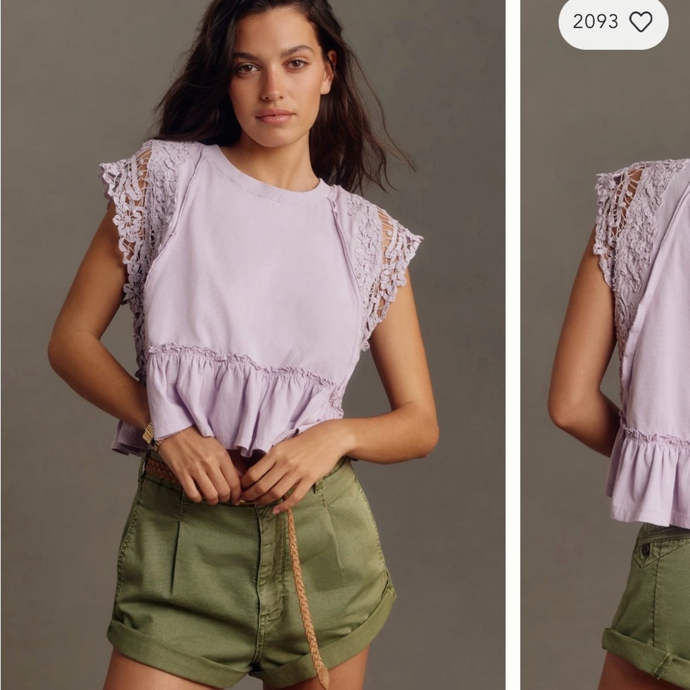 Anthropologie baby doll lace top, lavender